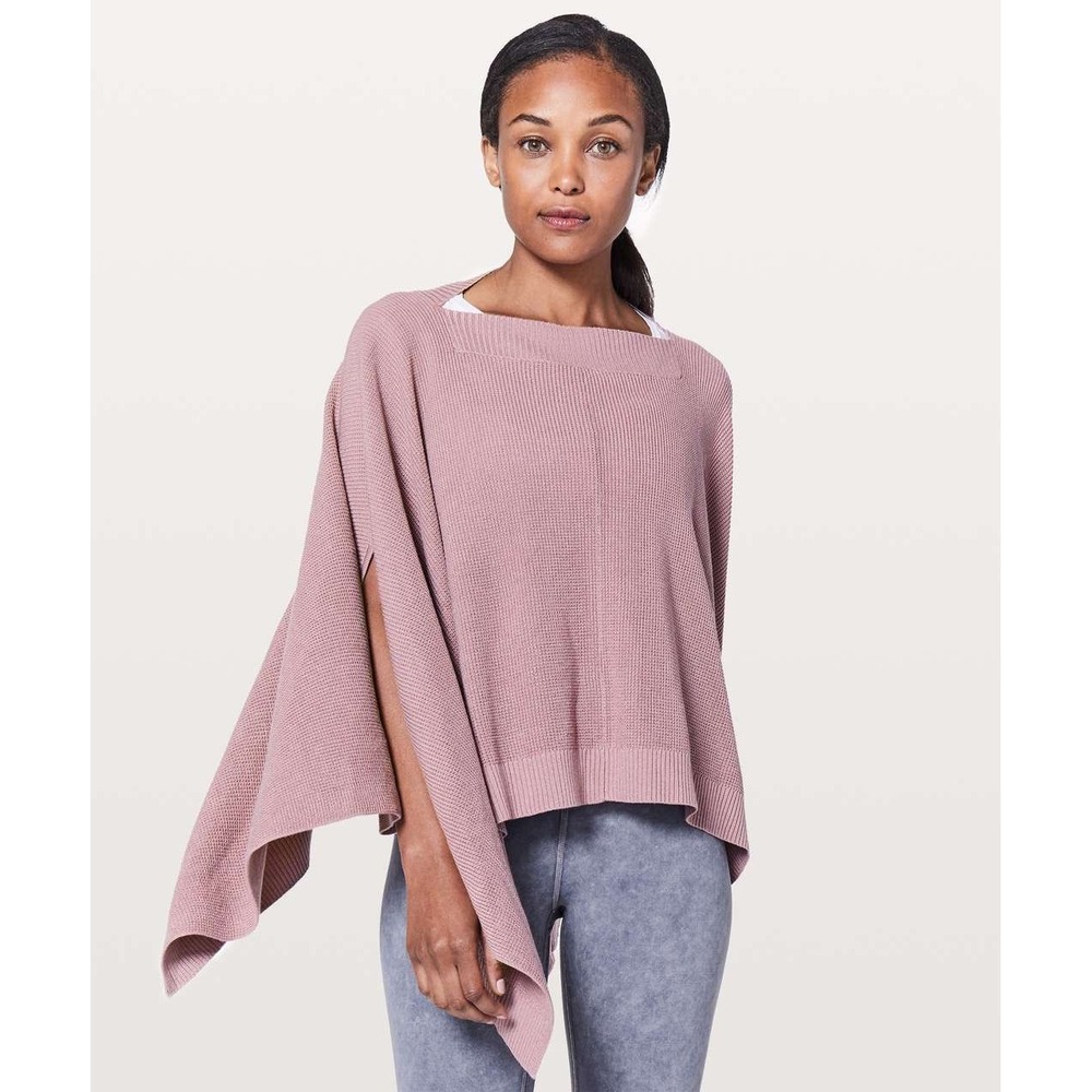 Lululemon Forward Flow One Size Pink Poncho Sweater Cashmere Blend Womens
